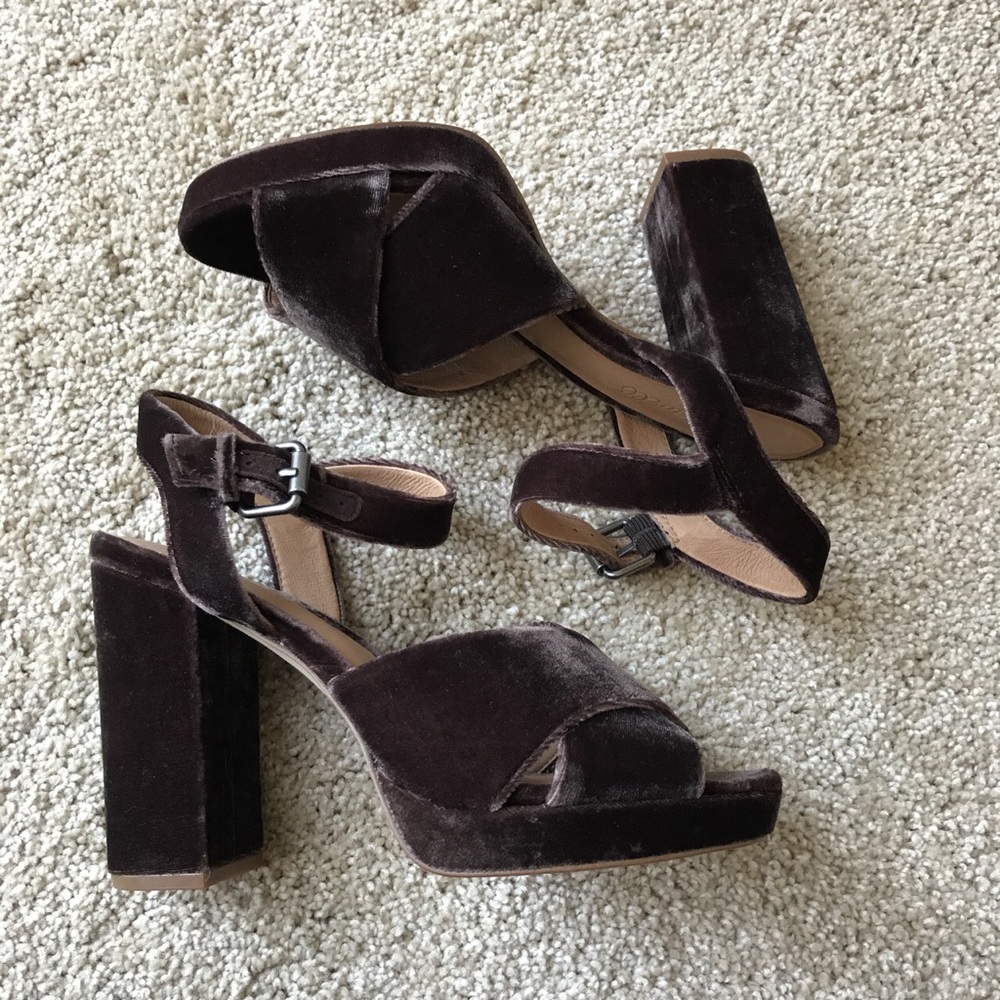 Madewell platform velvet heels